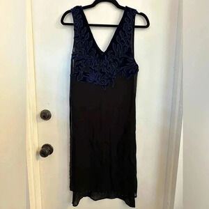 Free people sheer black navy blue velour dress cover up xs